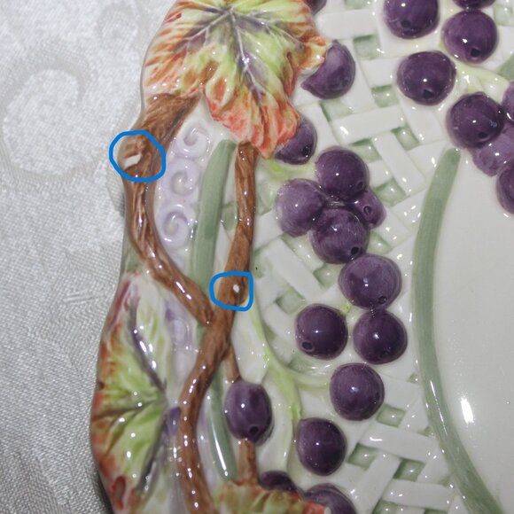 Fitz and Floyd Grapes and Lattice Plate | Grapevine Basket Weave Wall Décor - Picture 10 of 10